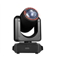 Mini lyre LED beam 180 W – vue de face, anneau RGB rouge