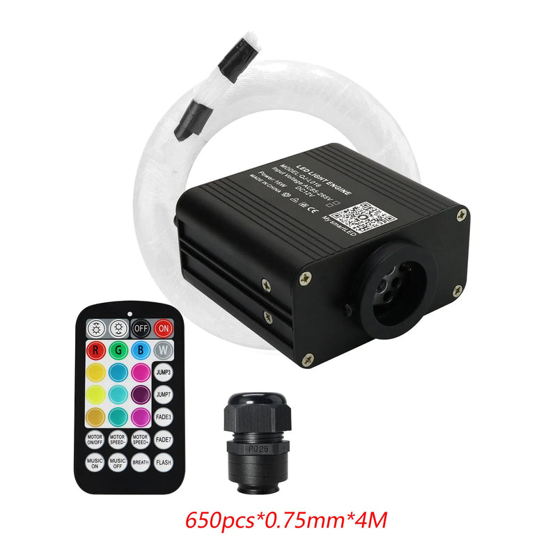 Kit plafond étoilé fibre optique RGBW 16 W, application Bluetooth et télécommande