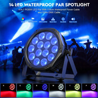 Par LED IP65 étanche, 14 LED RGBW 140 W DMX, 4 pièces