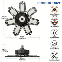 Ampoule LED de garage déformable 7+1 panneaux orientables, culot E26/E27
