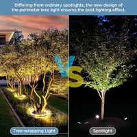 Éclairage arbre extérieur LED IP65, modules 12 W blanc chaud, 1, 4, 6 ou 7 pièces