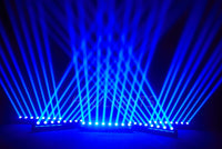 Barre LED DMX 8 faisceaux, lot de 2 – rayons bleus croisés