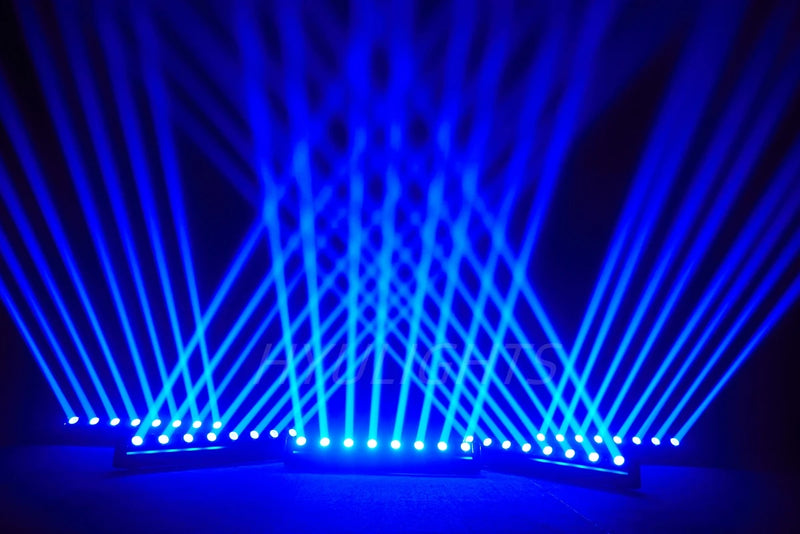 Barre LED DMX 8 faisceaux, lot de 2 – rayons bleus croisés