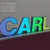 Lettres boîtier 3D – lettres à face lumineuse bleue, détail du relief