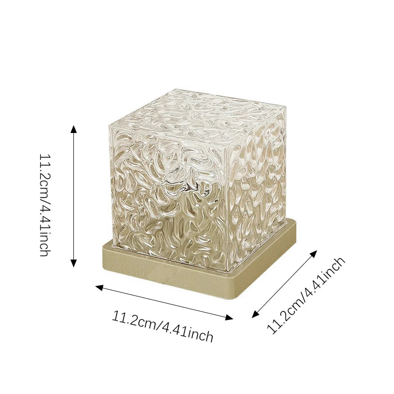 Lampe cube à ondulations d'eau – dimensions du cube : 11,2 cm de côté