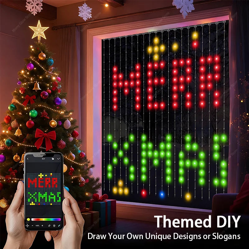 Rideau lumineux LED RGB connecté, application et télécommande, 1 à 3 m