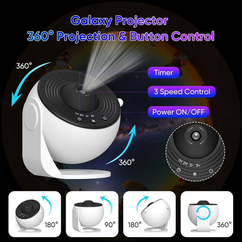 Projecteur galaxie veilleuse, 13 disques de film, minuterie, USB-C