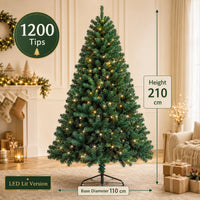 Sapin de Noël artificiel en PVC – sapin de 2,1 m avec guirlande LED USB