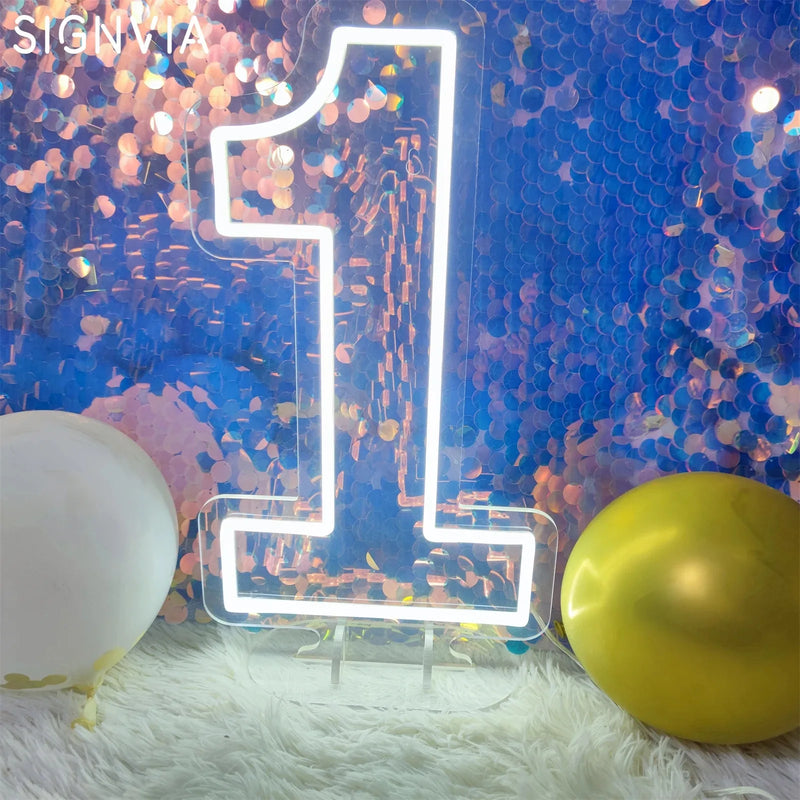 Néon LED chiffre d'anniversaire 40 cm, USB avec interrupteur