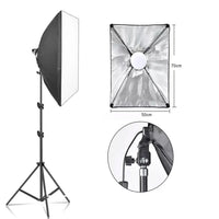 Kit éclairage continu softbox 50x70 cm – softbox de 50 x 70 cm et détail de la fixation