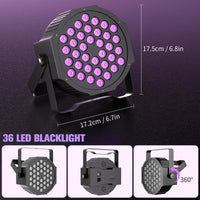 Projecteur lumière noire UV 36 LED, lot de 4, DMX et télécommande