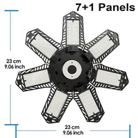Lampe de garage LED déformable – version à 7+1 panneaux avec ses dimensions
