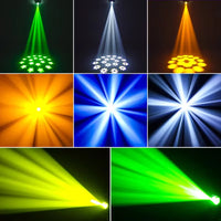 Paire de lyres LED 120 W – faisceaux et motifs de gobos en vert, blanc et jaune