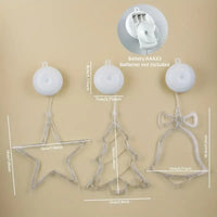 Décoration fenêtre Noël lumineuse à ventouse, 11 motifs, à piles