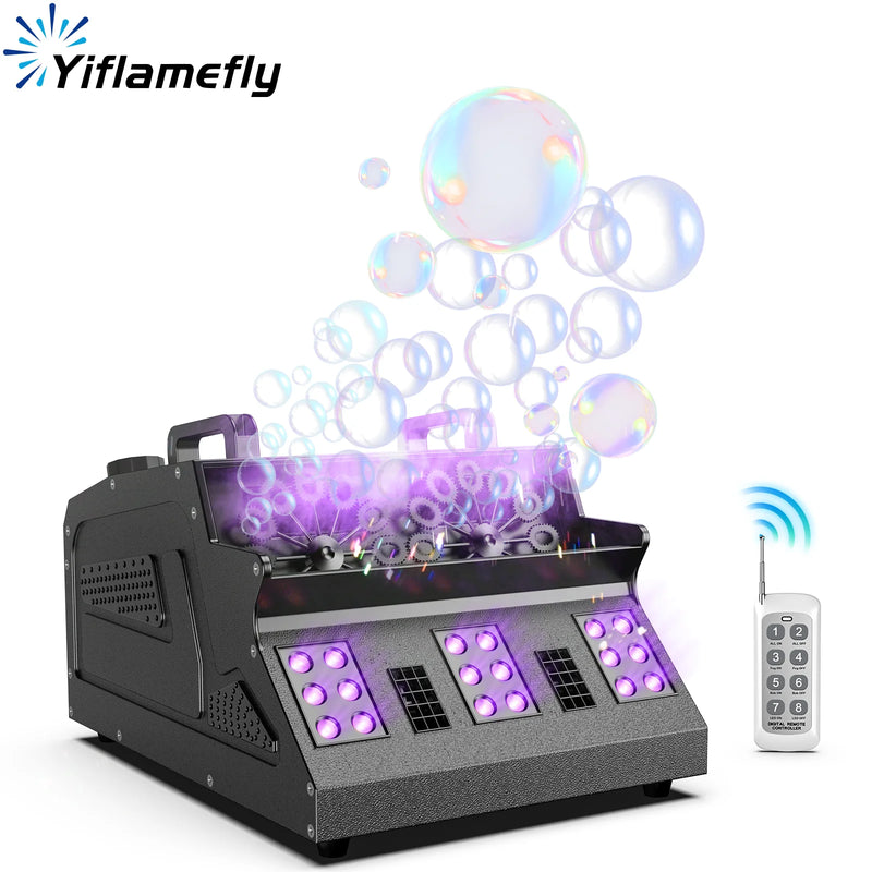 Machine à bulles et fumée 1500 W, 18 LED RGB et télécommande
