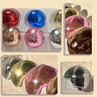 Boule à facettes déco à poser, demi-boule fondue en miroir, 20 cm