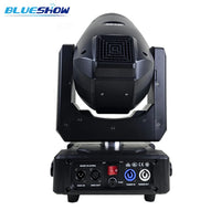 Mini lyre beam 7R 230 W – face arrière avec les connecteurs DMX et d'alimentation