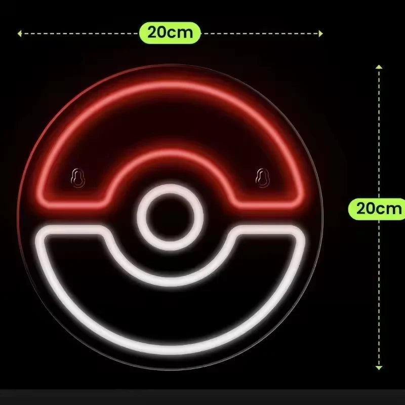 Néon LED Pokéball Pokémon, enseigne murale acrylique 20 x 20 cm