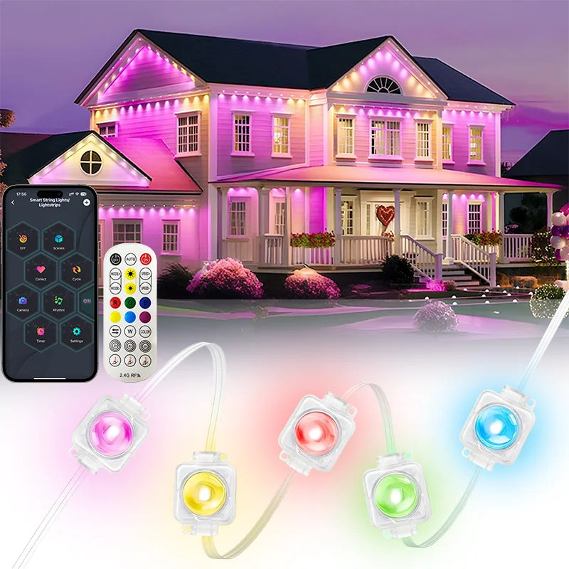 Éclairage extérieur permanent d'avant-toit LED RGB IP67, application, de 5 à 90 m
