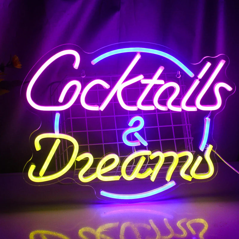 Néon bar LED cocktails, 5 modèles de 40 cm, USB