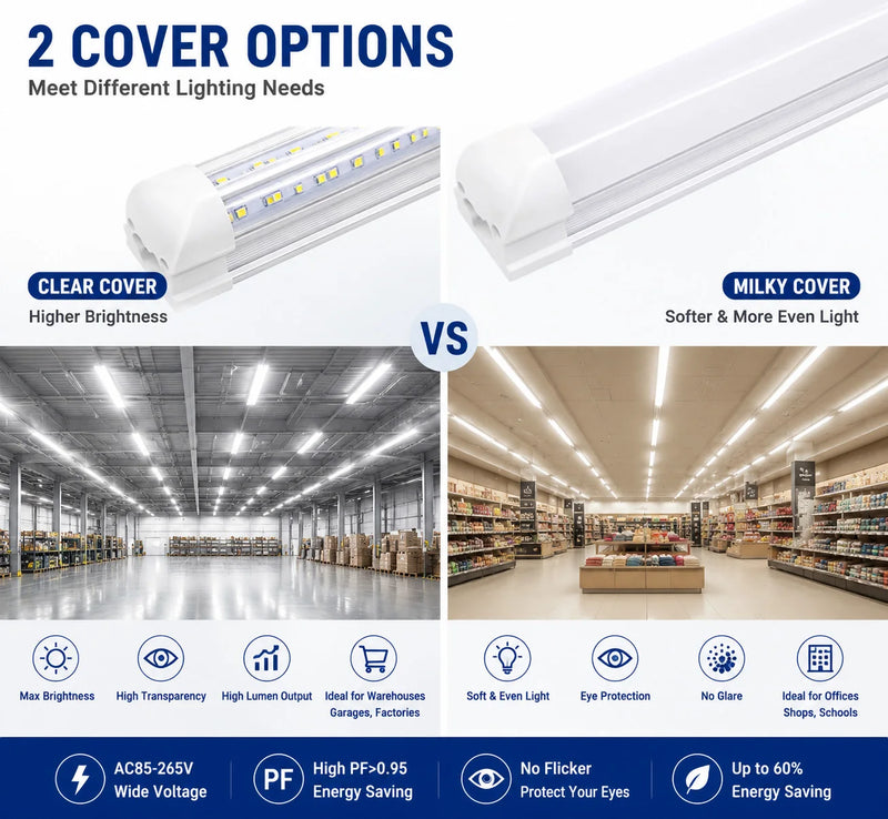 Lot de 10 tubes LED en V T8 de 60 à 240 cm pour garage et atelier