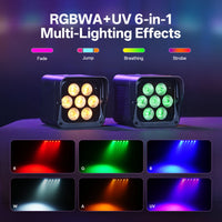 Uplight PAR LED sans fil IP65 sur batterie, 7 LED RGBWA UV 20 W