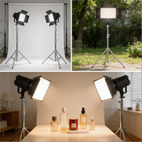 Trépied lumière 3 m – utilisation en studio, en extérieur et en photo de produit avec des panneaux LED