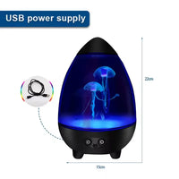 Lampe méduse LED – modèle ovale à socle noir, 22 x 15 cm, alimentation USB