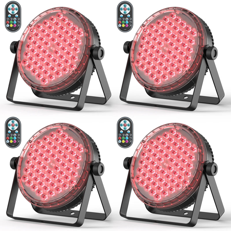 Lot de 4 projecteurs PAR LED plats 60 LED RGBW 120 W, télécommande et DMX