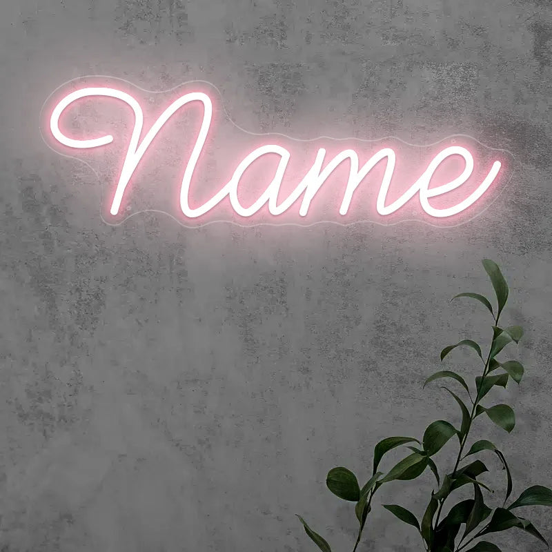Néon prénom personnalisé avec cœur ou couronne – exemple en blanc