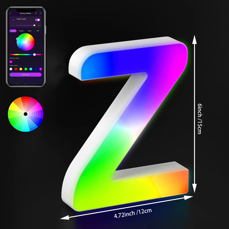 Lettres lumineuses LED RGB 15 cm – lettre Z
