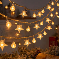 Guirlande lumineuse extérieur Noël à motifs – guirlande d'étoiles et de boules blanc chaud