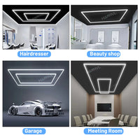 Plafonnier LED garage à cadre rectangulaire, simple ou double, de 46 x 92 à 230 x 460 cm
