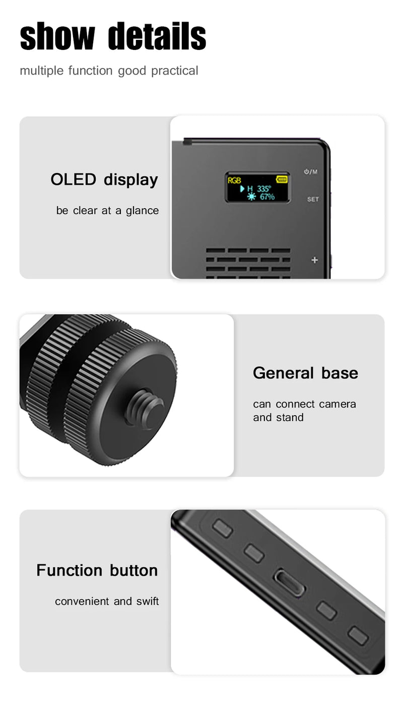 Lampe vidéo LED RGB de poche – vue 10