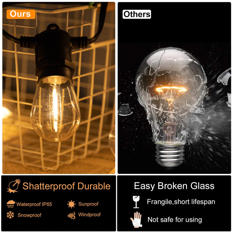 Guirlande guinguette extérieur S14, ampoules LED compatibles variateur, 10 ou 15 m
