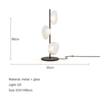 Lampadaire LED à globes en verre, pied noir ou doré, 90 ou 180 cm, 3 teintes de lumière