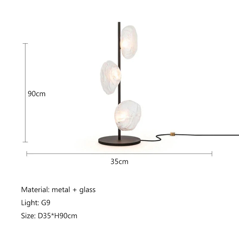 Lampadaire LED à globes en verre, pied noir ou doré, 90 ou 180 cm, 3 teintes de lumière