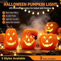 Citrouille d'Halloween lumineuse LED à piles, 3 modèles de 15 à 20 cm, lumière chaude