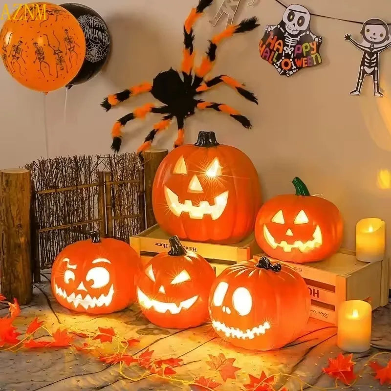 Citrouille d'Halloween lumineuse LED à piles, 3 modèles de 15 à 20 cm, lumière chaude