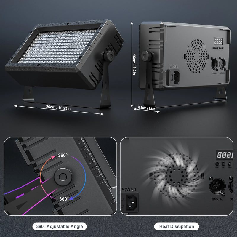 Projecteur mural LED RGB 288 LED, DMX 10 canaux, télécommande, 60 W