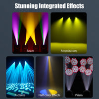 Lyre LED 3 en 1 200 W – effets intégrés : beam, atomisation, motifs, demi-couleur et prisme