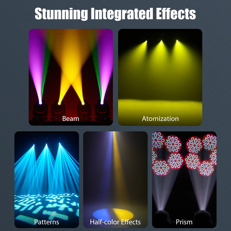 Lyre LED 3 en 1 200 W – effets intégrés : beam, atomisation, motifs, demi-couleur et prisme