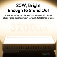 Panneau LED vidéo RGB 20 W rechargeable USB-C, 1800 à 9000 K
