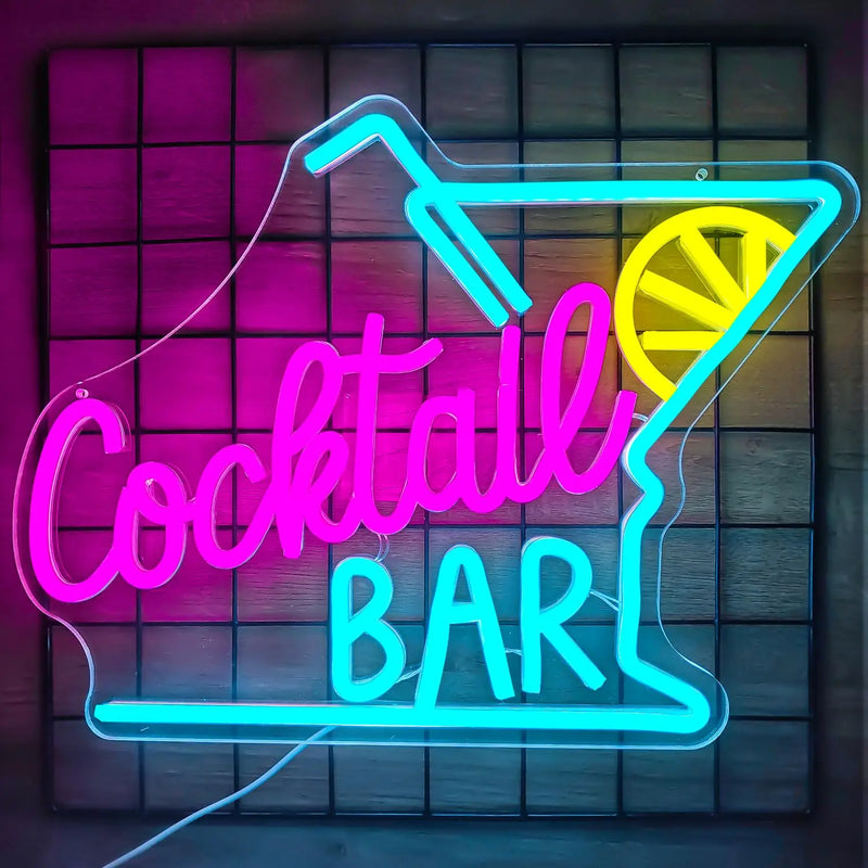 Néon bar LED cocktails, 5 modèles de 40 cm, USB