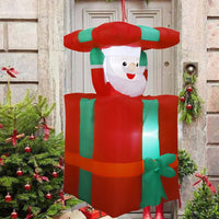 Père Noël gonflable animé qui sort d'un cadeau, LED, 1,5 m