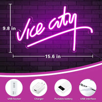 Néon LED Vice City – schéma des dimensions, 39,6 x 24,9 cm