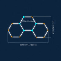 Plafonnier LED nid d'abeille – format de 3 hexagones à barres de 57,5 cm