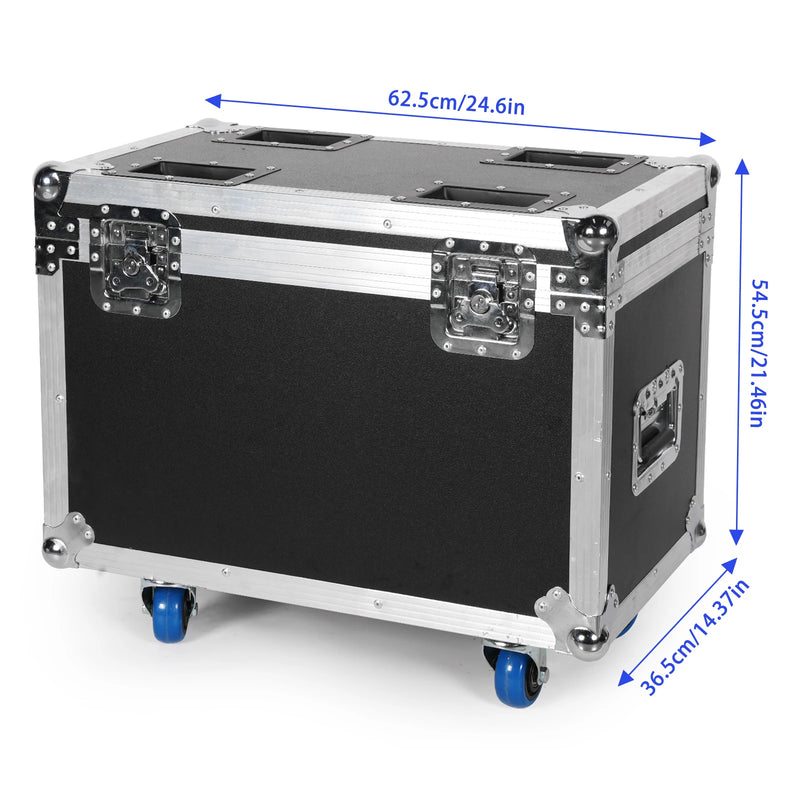 Flight case à roulettes pour 2 lyres wash 19 x 15 W