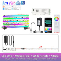 Ruban LED COB RGB adressable, Wi-Fi, télécommande, kit 1 à 25 m