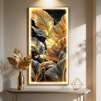 Tableau lumineux feuilles dorées – vue 3